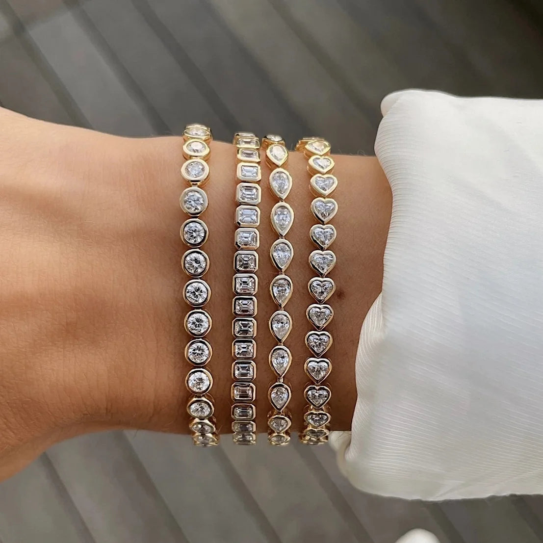 Geometric CZ Tennis Bracelet