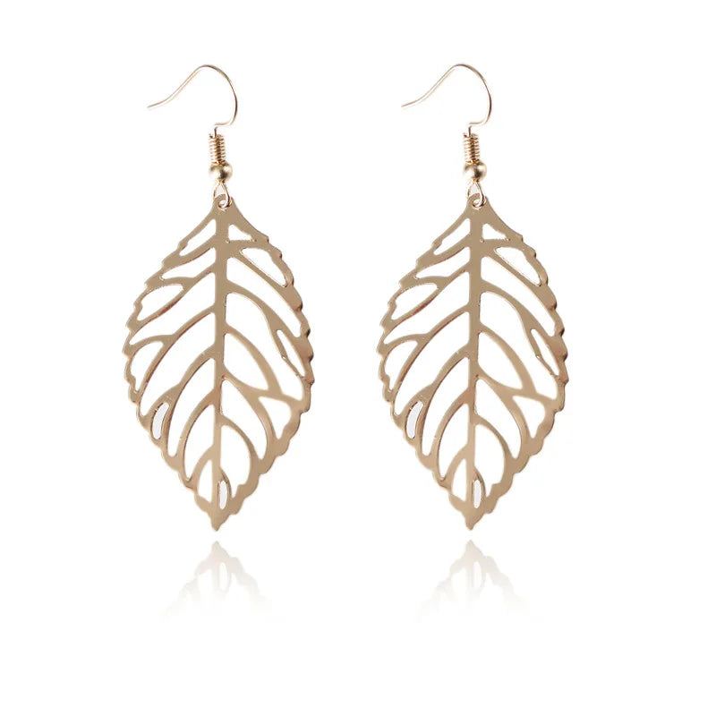 Hollow Leaf Drop Earrings