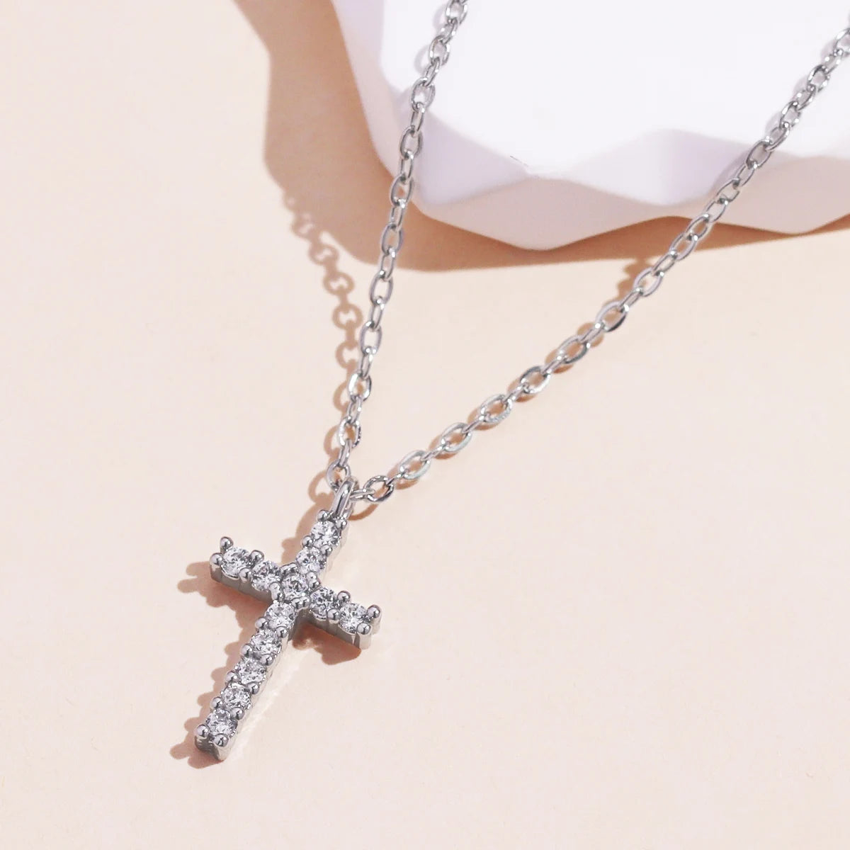Fashion Gold Zircon Cross Necklace