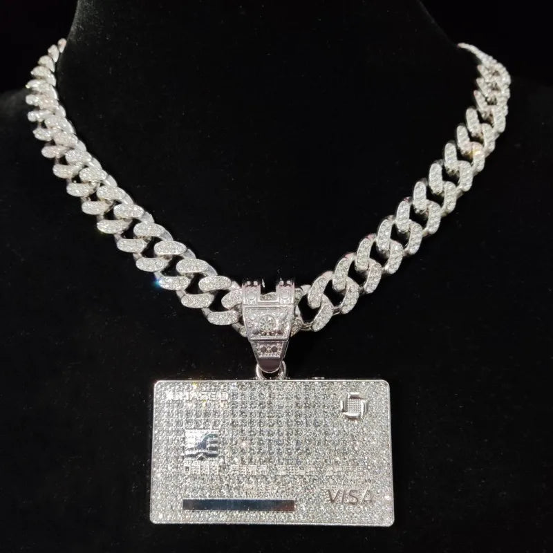 Men’s Bank Card Pendant Cuban Chain Necklace