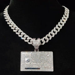 Men’s Bank Card Pendant Cuban Chain Necklace