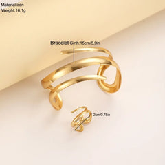 Gold Bracelet and Ring Jewelry Set