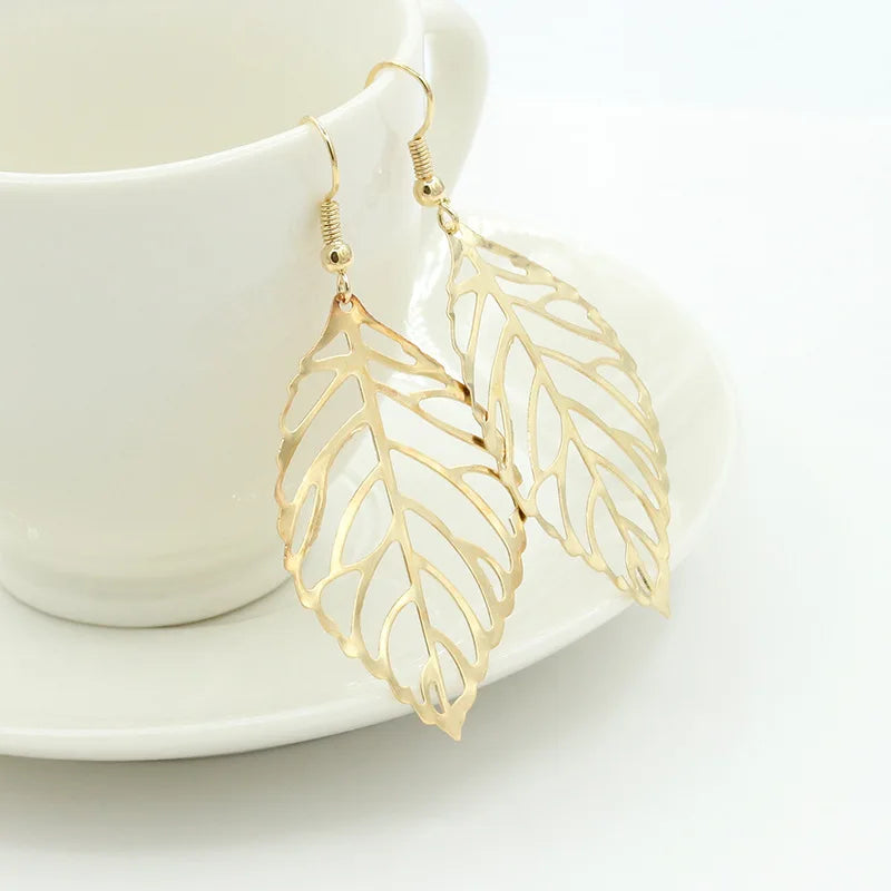 Hollow Leaf Drop Earrings