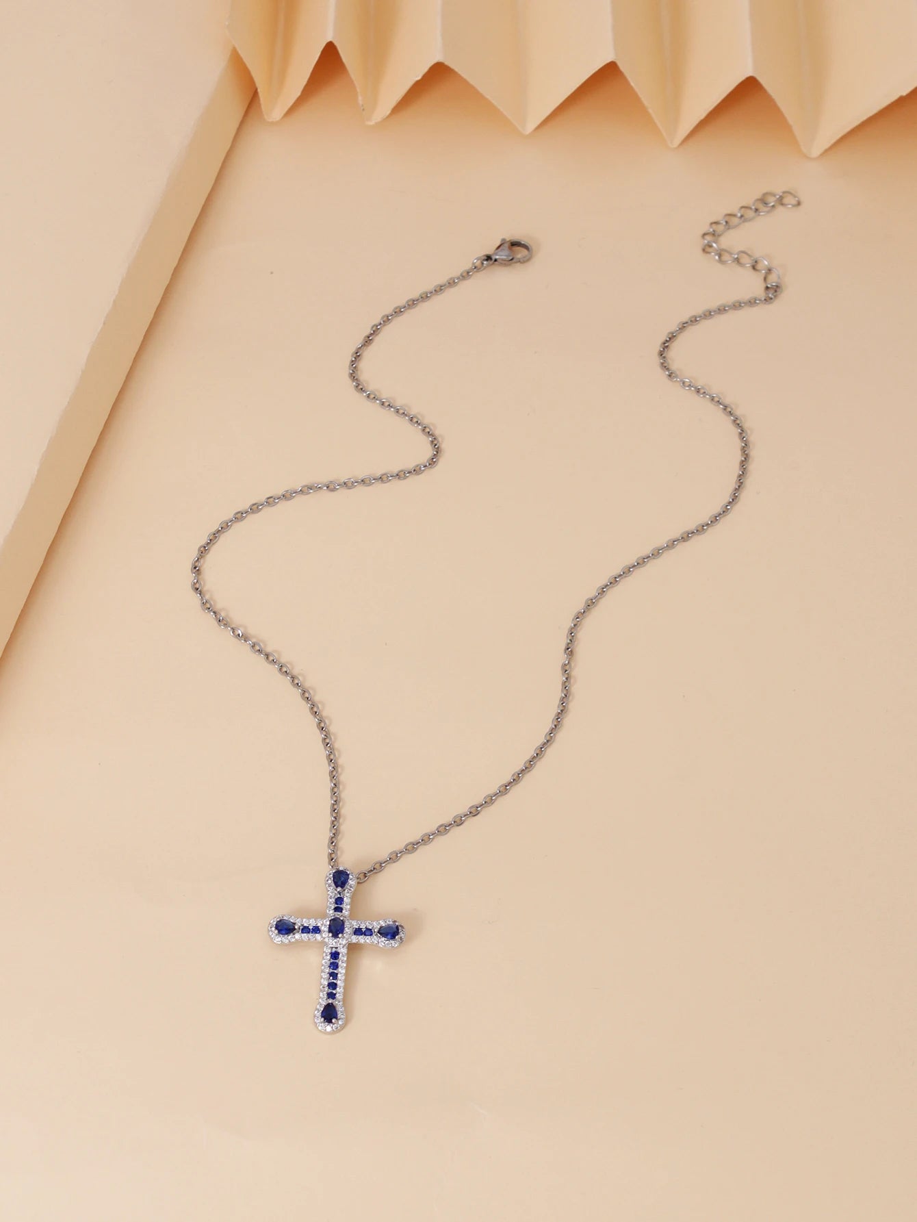 Fashion Gold Zircon Cross Necklace
