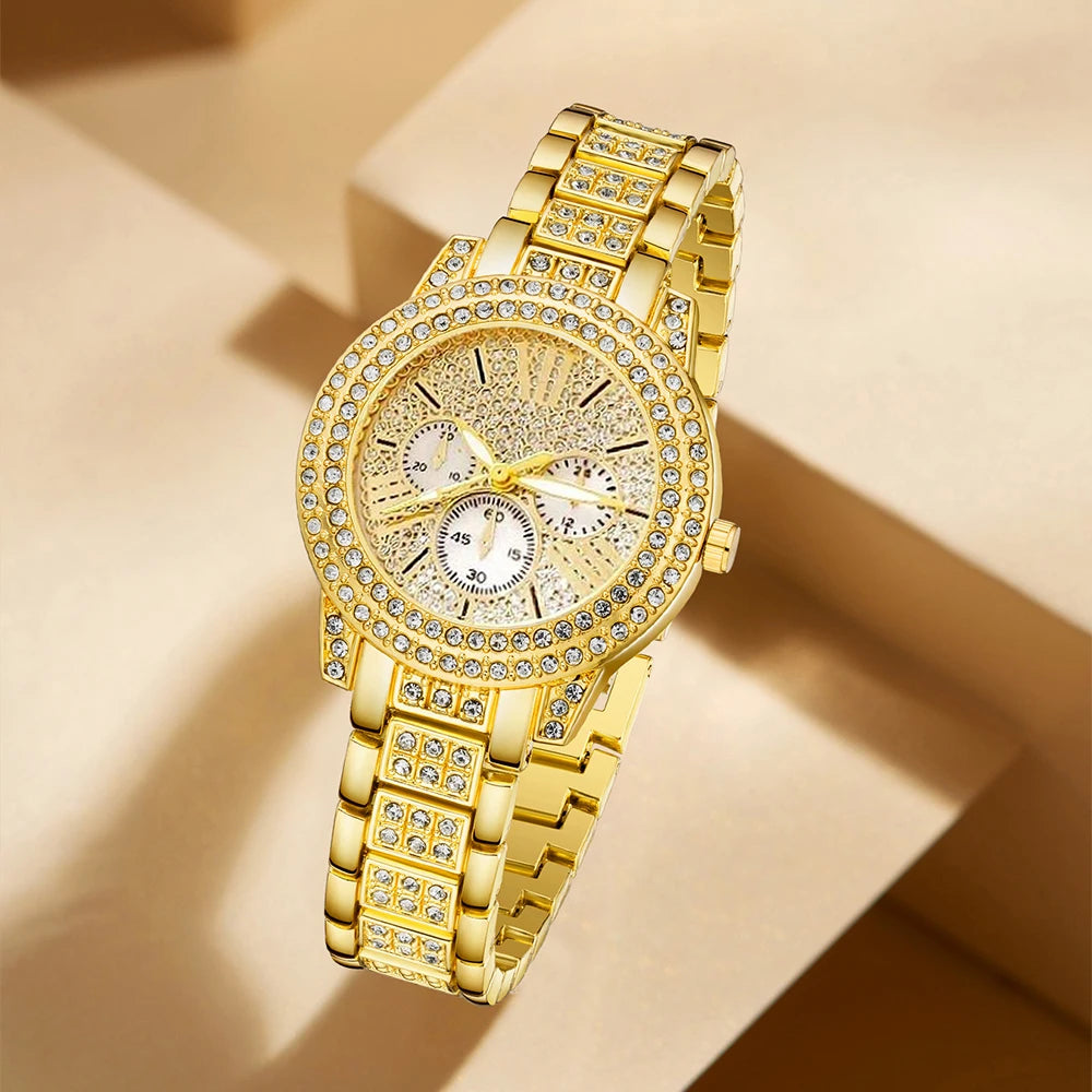 Quartz Watch Gold Luxury Set
