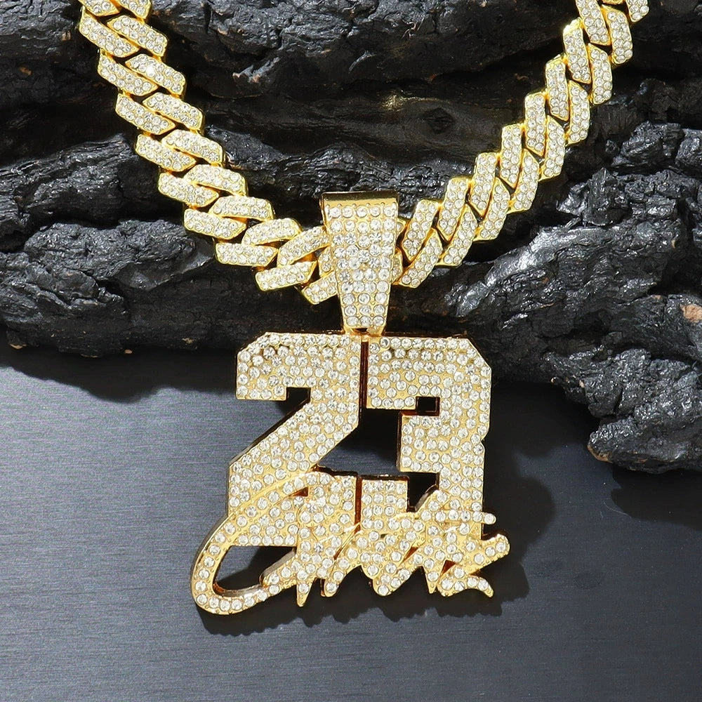 Number 23 Pendant Cuban Chain Necklace