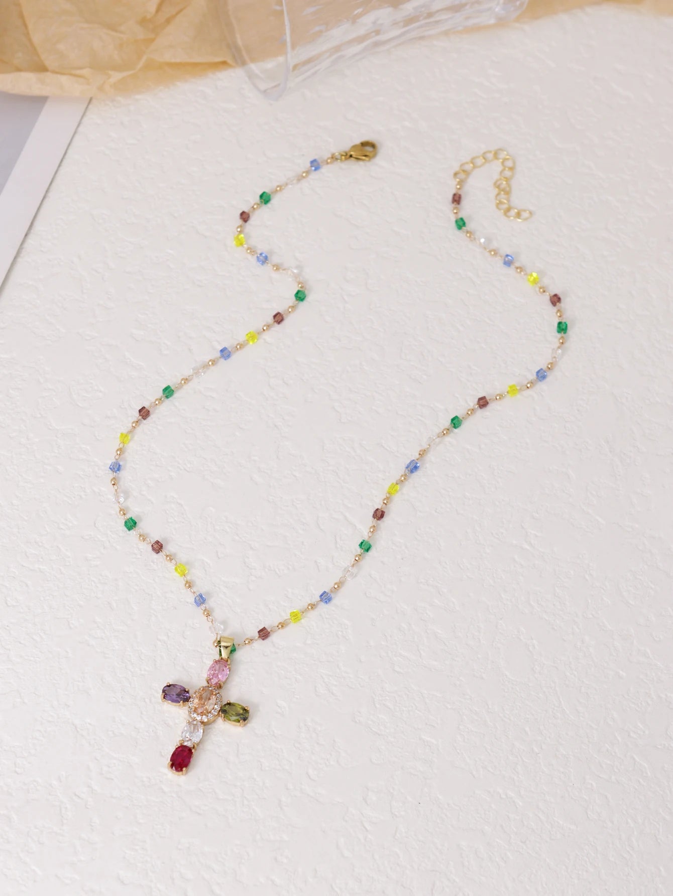 Fashion Gold Zircon Cross Necklace