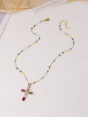 Fashion Gold Zircon Cross Necklace