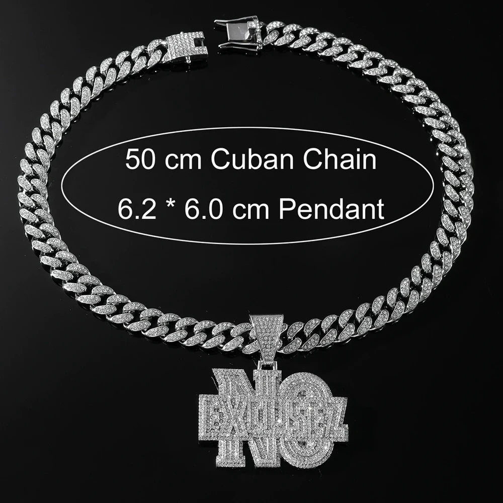 NO EXCUSEZ Pendant Cuban Chain Necklace
