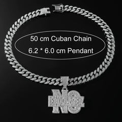 NO EXCUSEZ Pendant Cuban Chain Necklace