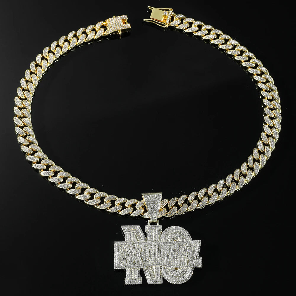 NO EXCUSEZ Pendant Cuban Chain Necklace