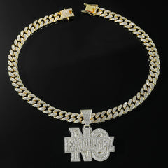NO EXCUSEZ Pendant Cuban Chain Necklace
