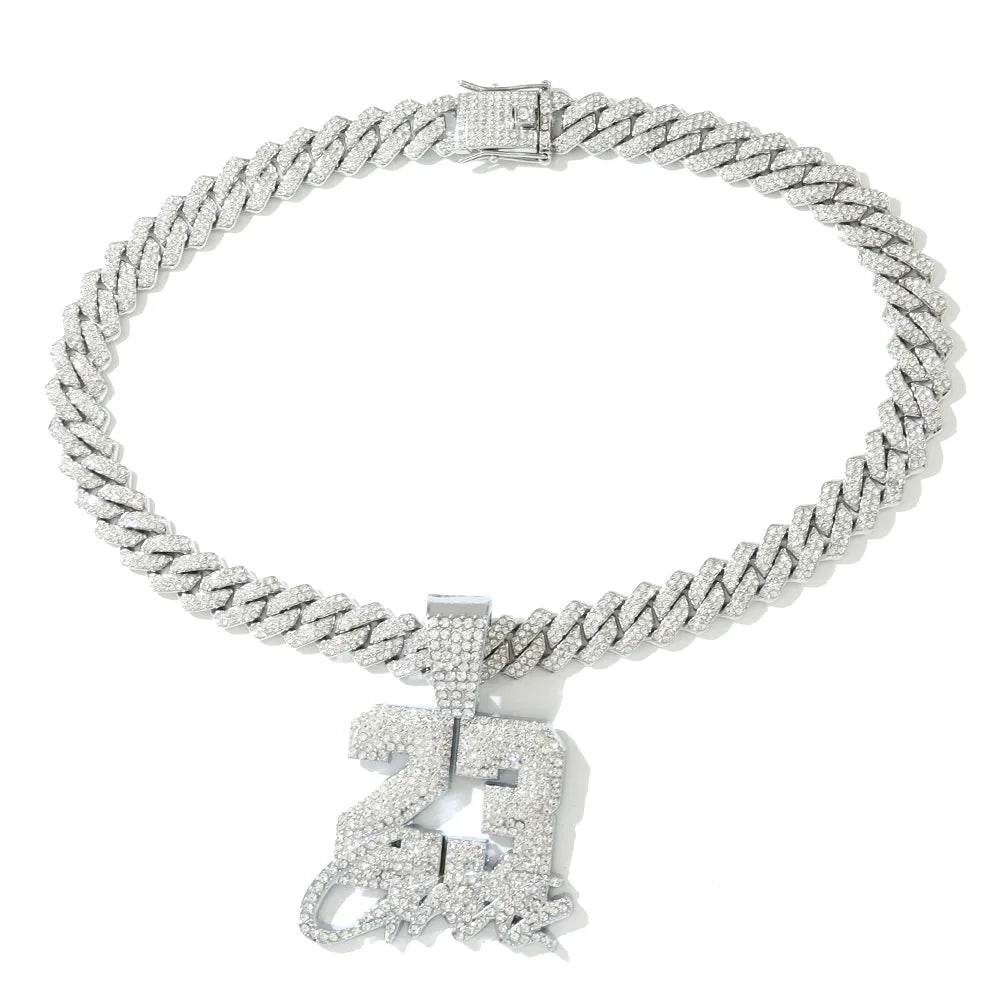 Number 23 Pendant Cuban Chain Necklace