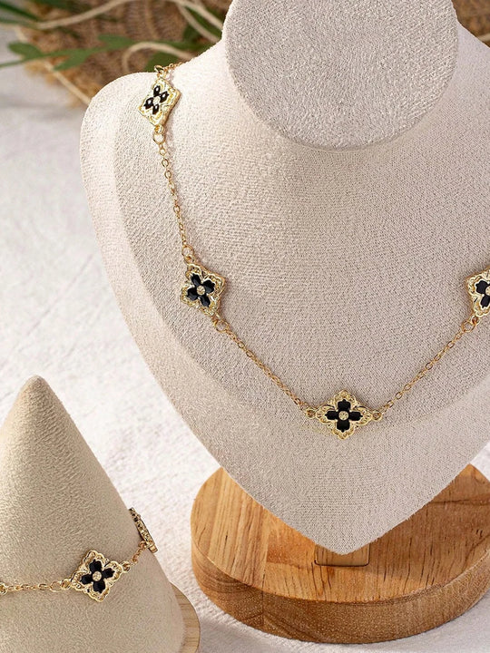 Necklace Bracelet Elegant Floral 2 PCS Jewelry Set