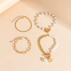 4pcs Golden-Toned Bracelet Set
