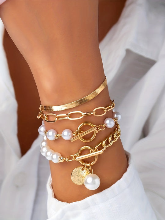 4pcs Golden-Toned Bracelet Set