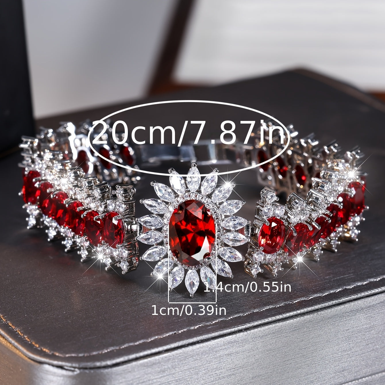 ANGOL Red Square Bezel Bracelet