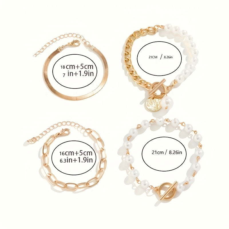 4pcs Golden-Toned Bracelet Set