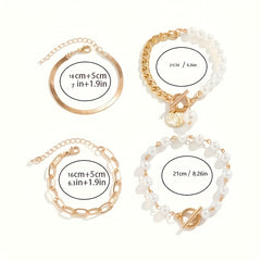 4pcs Golden-Toned Bracelet Set